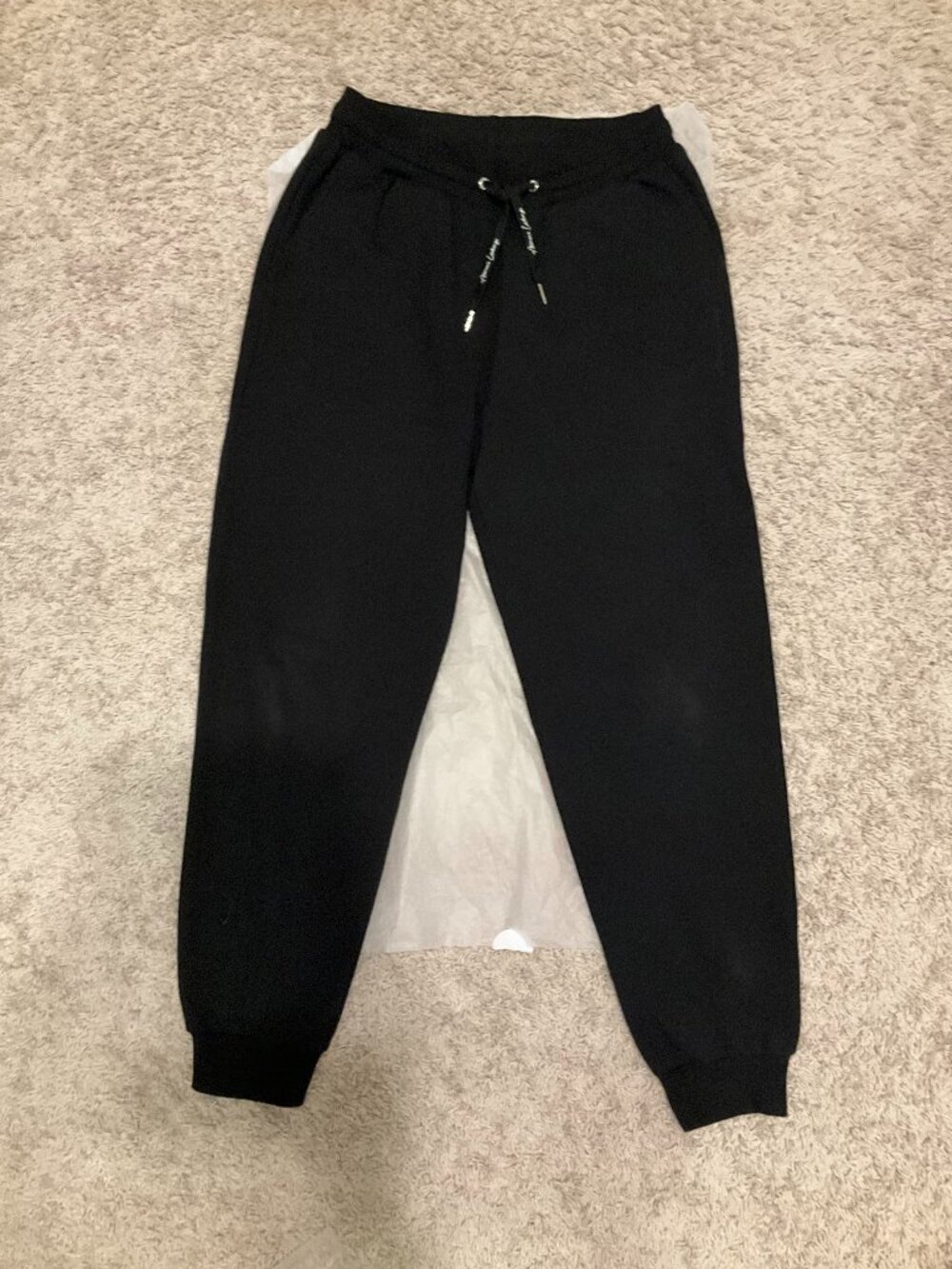 armani exchange regular fit trousers stretch viscose scuba. size: m. black.
